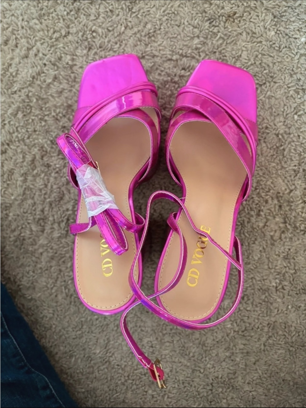 NWOT Barbie holographic pink platform heels - Picture 2 of 4